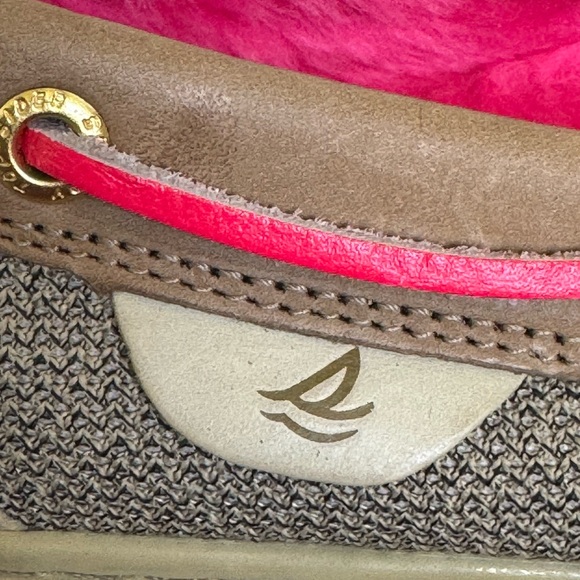 SPERRY Top Siders Angelfish - Tan w/Pink Faux Fur Lined - Women's Size 9.5 - Picture 10 of 14